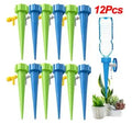 Automatic Drip Irrigation System Self Watering Spike for Flower Plants Greenhouse Garden Adjustable Auto Water Dripper Device Qme BlueGreen-12Pcs