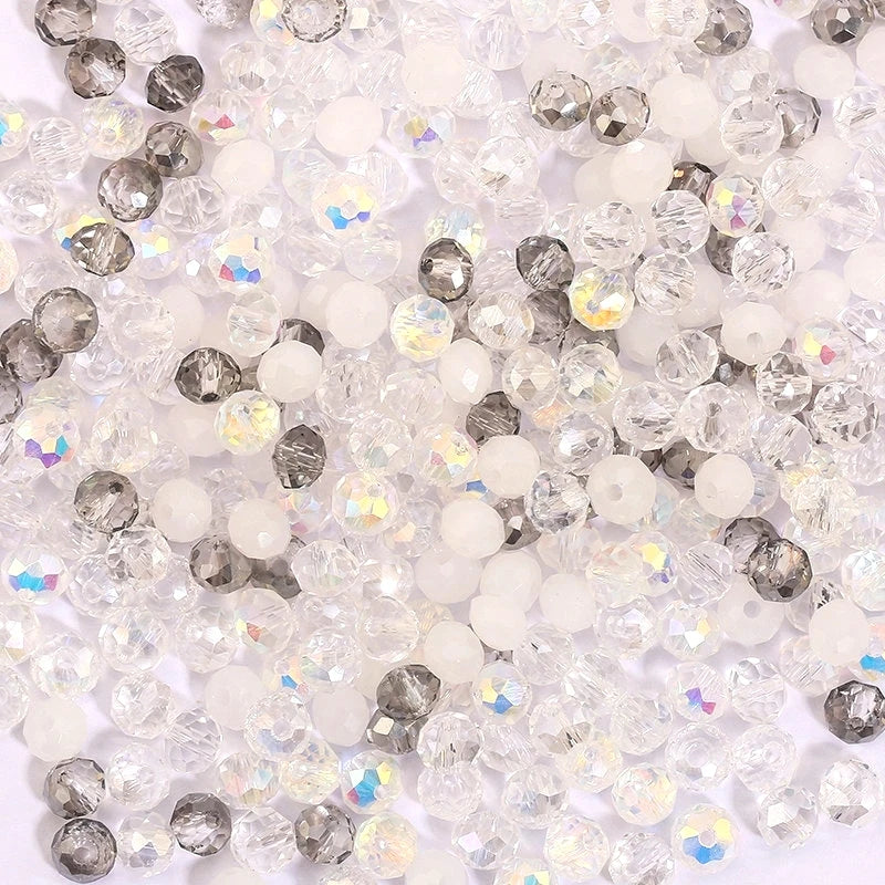 3*4mm 4*6mm Rondelle Faceted Loose Spacer Glass Beads Crystal Round Beads for Jewelry Making DIY Necklace Bracelet Accessories Qme 9 4x6mm-100pcs