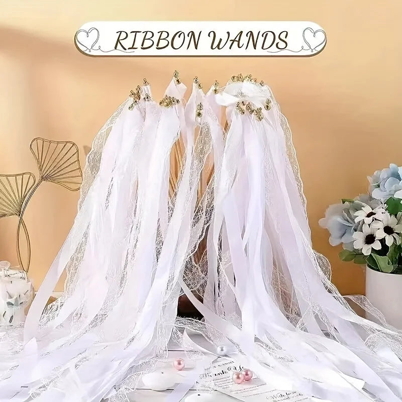20 Colored Ribbon Sticks Home Party Wedding Decoratio Qme WHITE