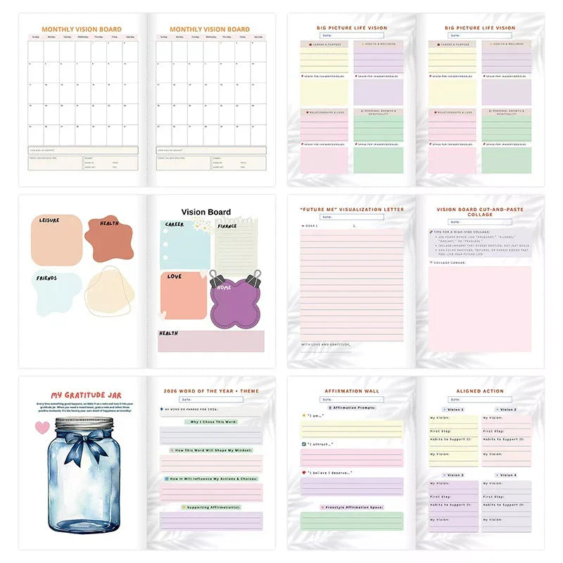 2026 Vision Board Goal Planner Manifest Life Monthly Quarterly Qme