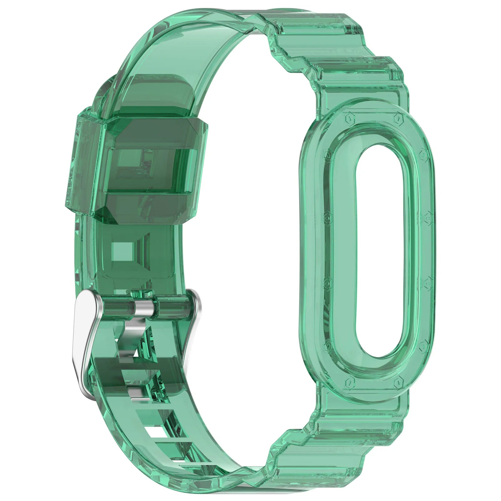 TPU Transparent Adjustable Wristband for Google Fitbit Air Fitness Tracker Watch Band Sweatproof Waterproof for Men Women Qme green