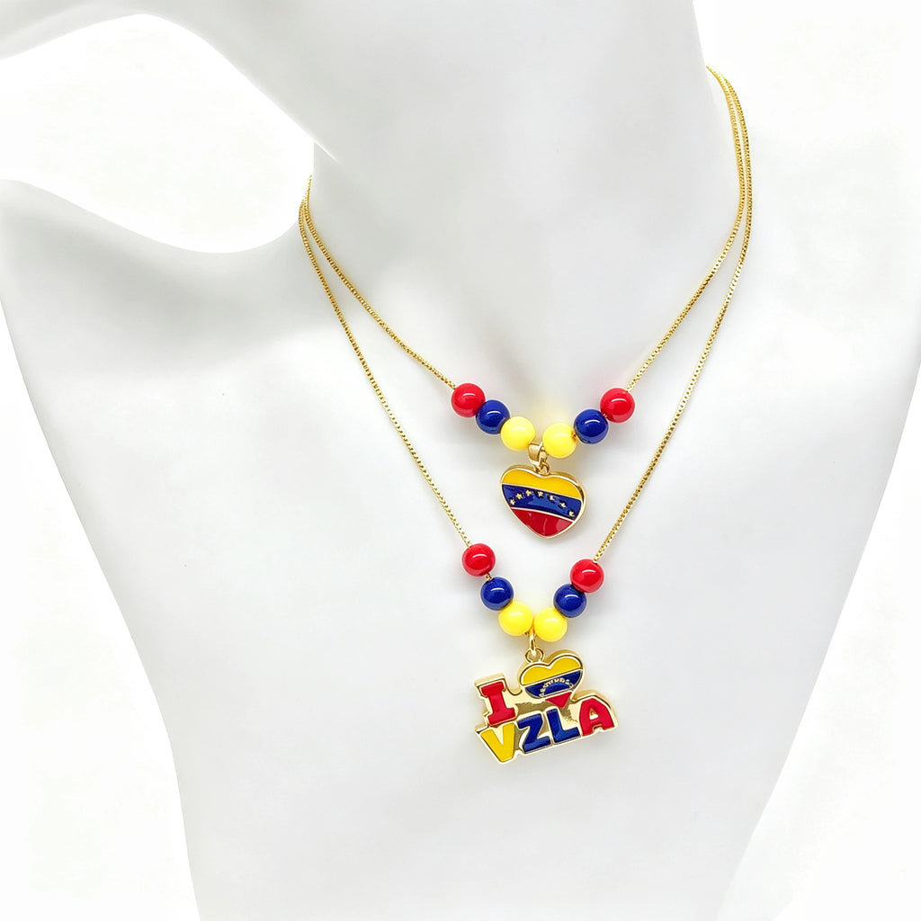Hot Sale Enamel Art Venezuela Colombia Flag Cross Violin Bird Necklace Gift for Man Woman Daily Party Patriotic Jewelry Choker Qme