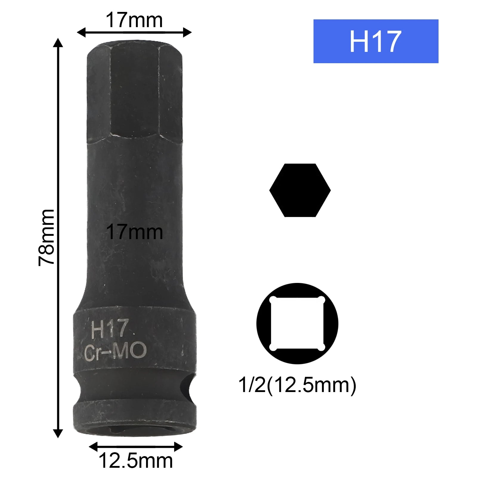 1Pcs 4mm-19mm Electric Drill Socket Adapter 12.5mm Square Interface Hexagonal Head Socket Wrench For Factory/Repair Shop Qme H17