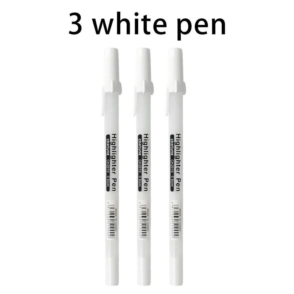 2-12Pcs 0.8mm Metallic White Highlight Gel Pens Permanent Graffiti Drawing Markers Art Craft Writing Stationery Supplies Qme 3 white pen
