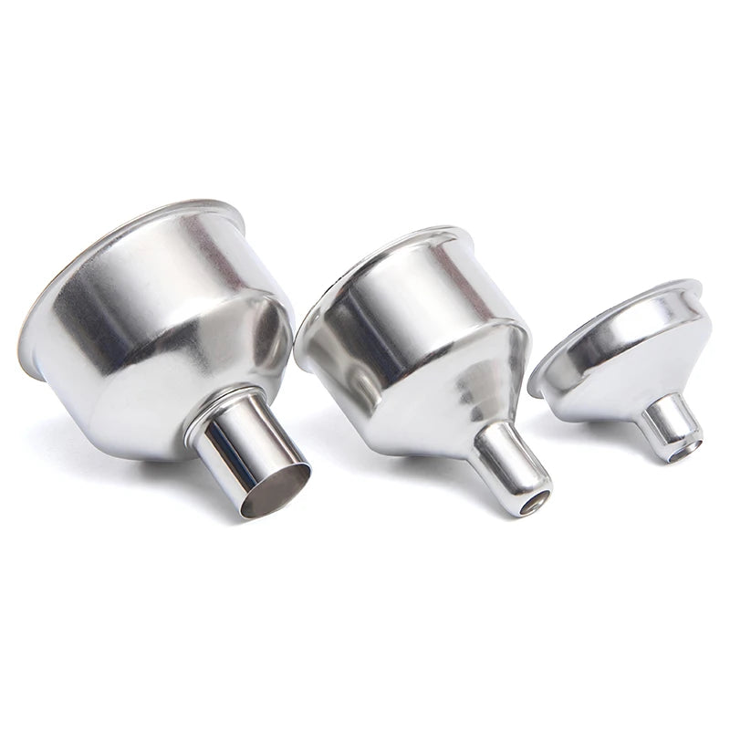 2Pcs Funnel Stainless Steel Portable Mini Small Mouth Funnels Bar Wine Flask Universal Long-mouth Conical Kitchen Oil Funnel Qme