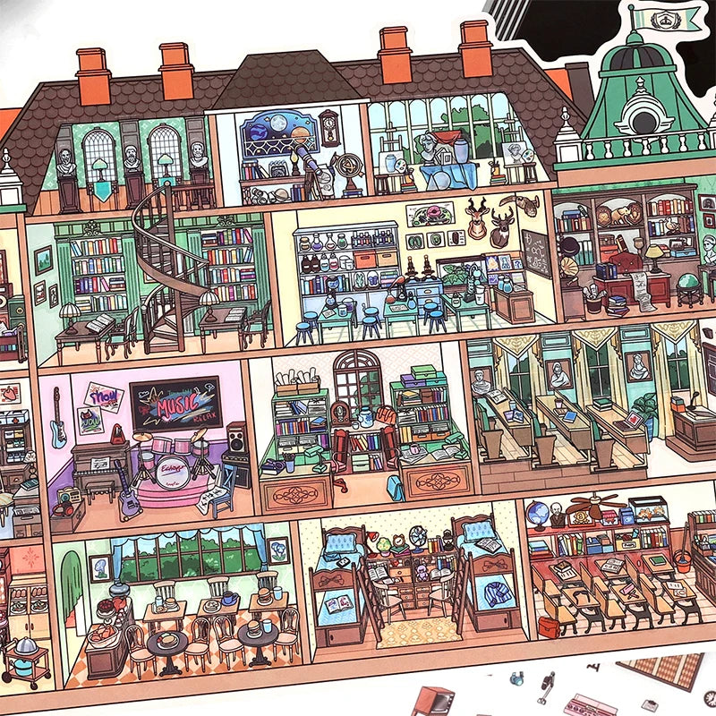 European Style Miniature Room Building Stickers, Versatile for Collage & Decoration, Exquisite Details, Art Collection Qme