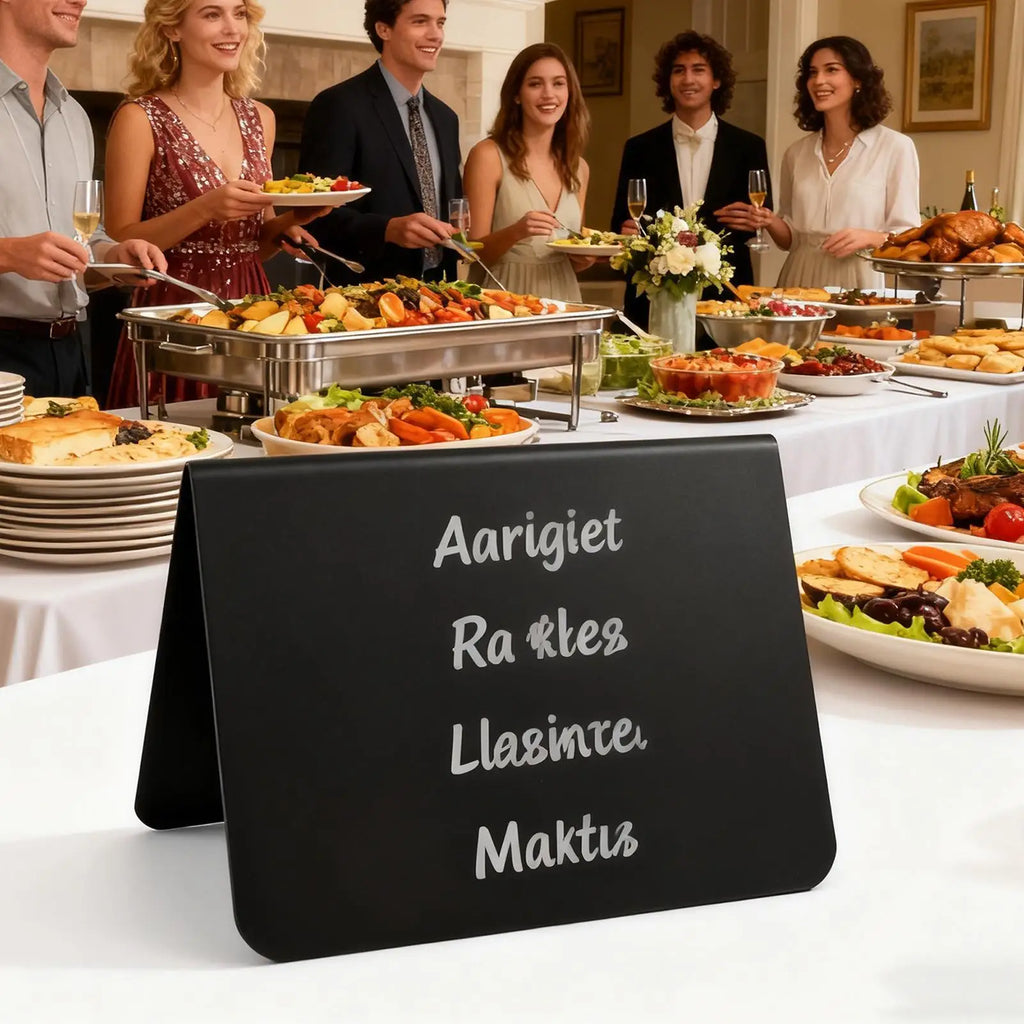 Buffet Food Labels 12 Pieces Food Display Blackboards with White Pen and Cloth Celebration Beverage Labels for Bakery Event Qme