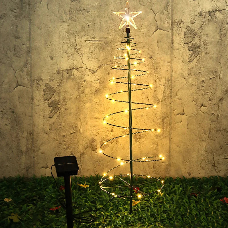 Christmas Solar Light LED Luminous Christmas Tree Ornament Outdoor Waterproof Decorative Lamp String Festival Garden Decorations Qme Warm White