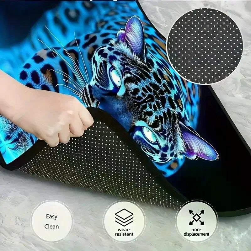 Blue Cheetah Print Car Trunk Mat Suitable All-weather Cargo Lining Qme