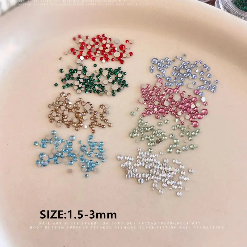 Glitter Glass Crystal Rhinestones Clear Flat Back Personalized Nail Qme