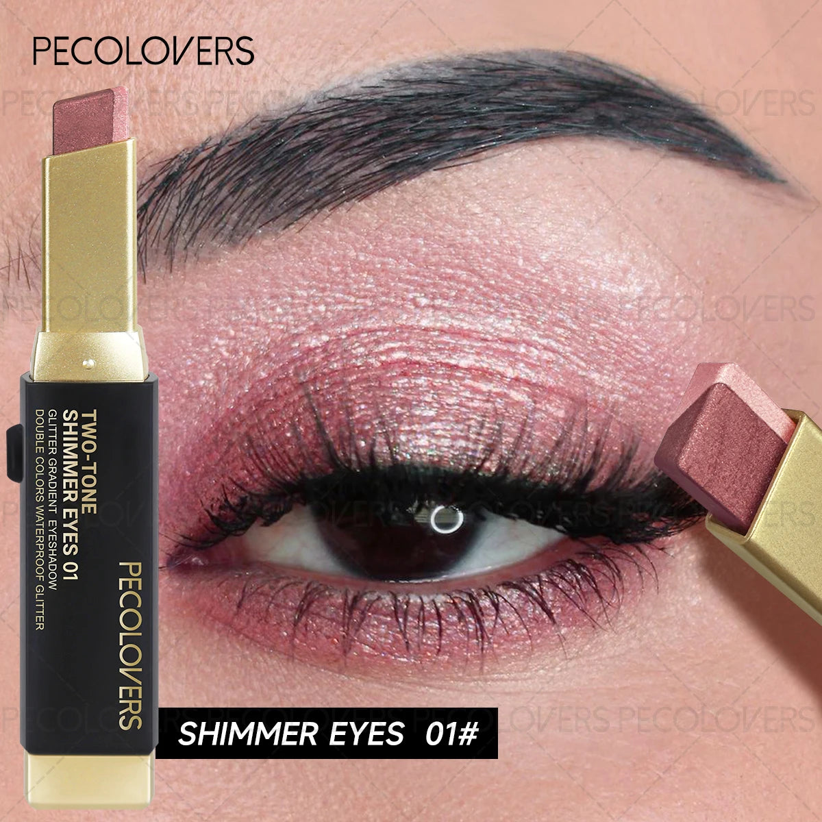 Two Shades Glitter Eyeshadow Stick Pigmentation 6 Option Gradient Qme 01