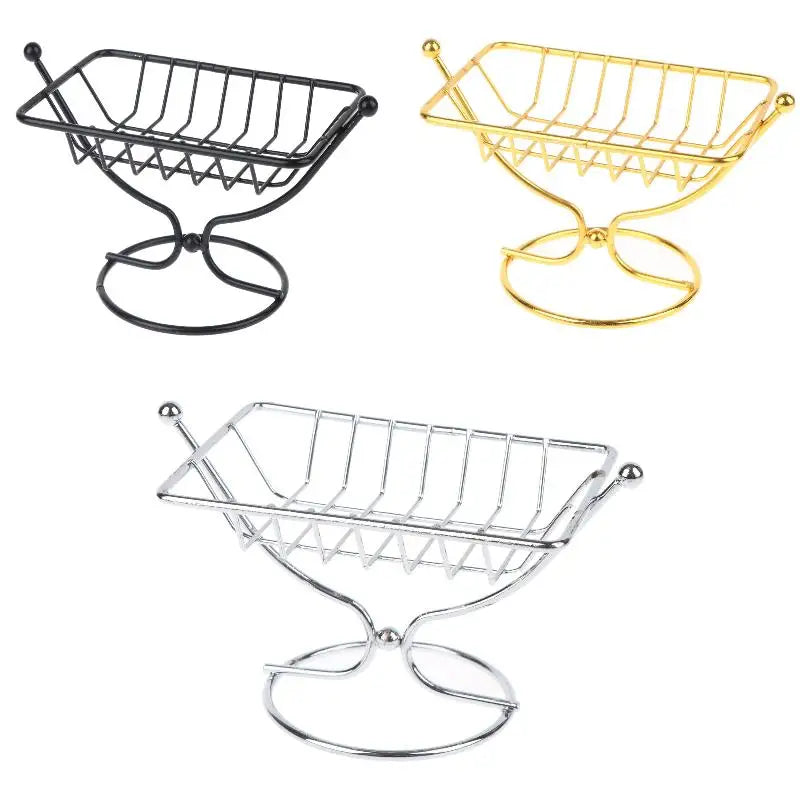 Square Metal Soap Dish Holder Rustproof Wire Rack Creative Draining Qme