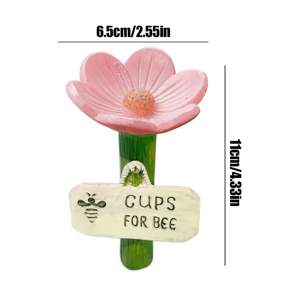 Bee Waterer Flower Shaped Bee Feeder Drinking Cups Hygienic Colorful Thirsty Pollinators Feeder Cups for Garden Lawn Patio Farm Qme Pink