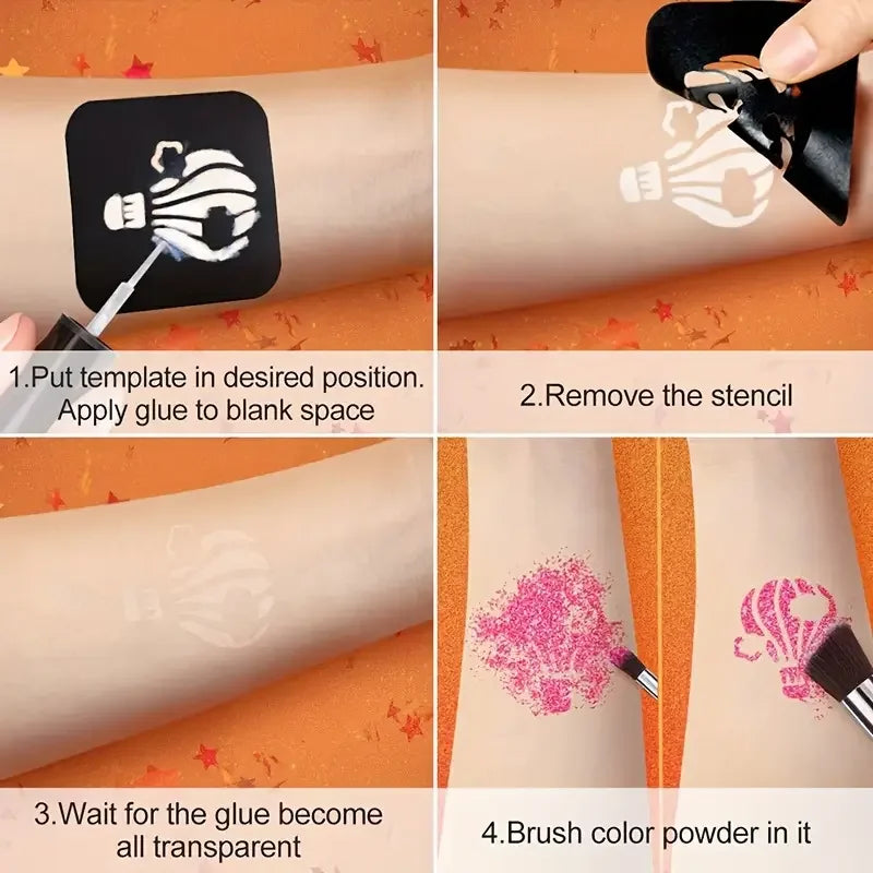 Reusable Temporary Tattoo Body Glue Multipurpose Stencil Glitter Qme