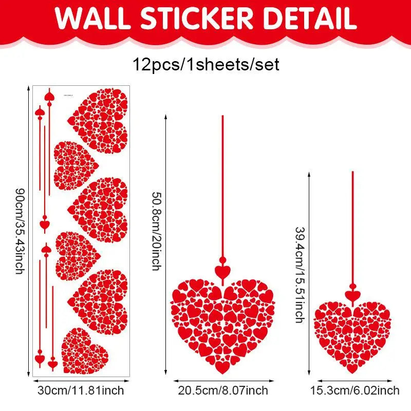1pcs Valentine's Day Atmosphere Decorative Stickers,Heart-shaped Stickers For Glass Windows And Display Windows, Window Stickers Qme A1