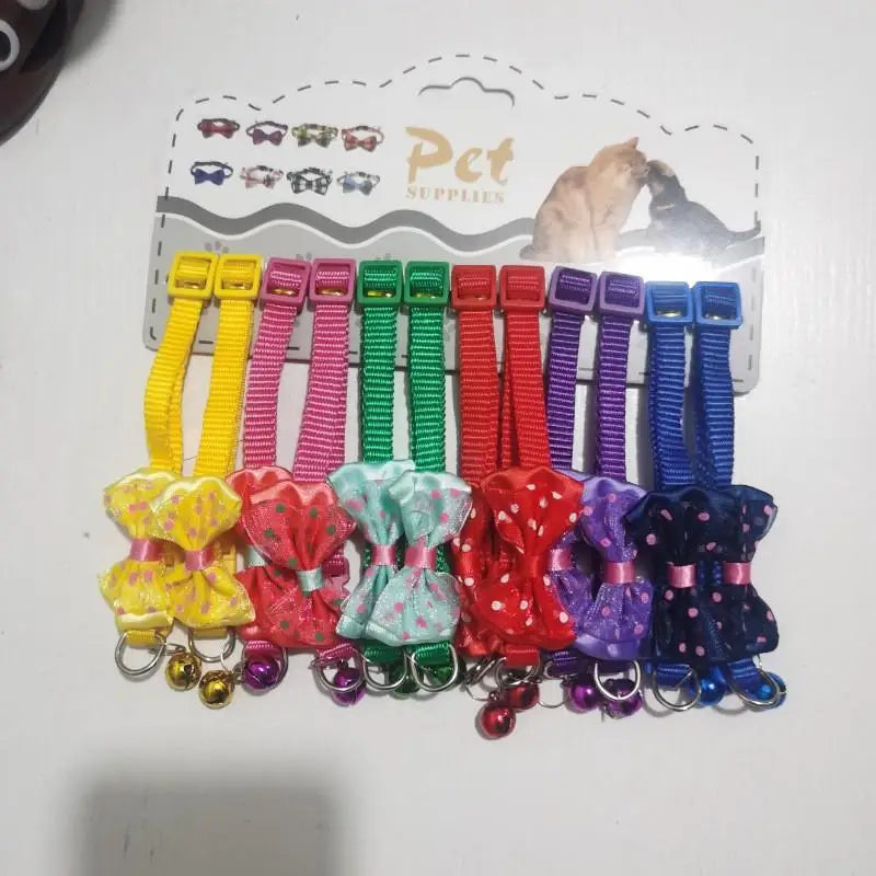 6 Colors Pet Cat Puppy Buckle Collar Bell Footprint Mix Anti-lost Dog Qme A10