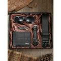 Conjunto de caixas de presente de couro versátil masculino, elegante e versátil, óculos bonitos, cinto, chaveiro,carteira casual Qme black