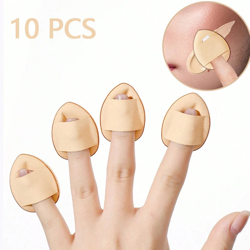 10-pack Mini Finger Puffs Latex-free Makeup Tools Puff Cushion Sponge Qme skin