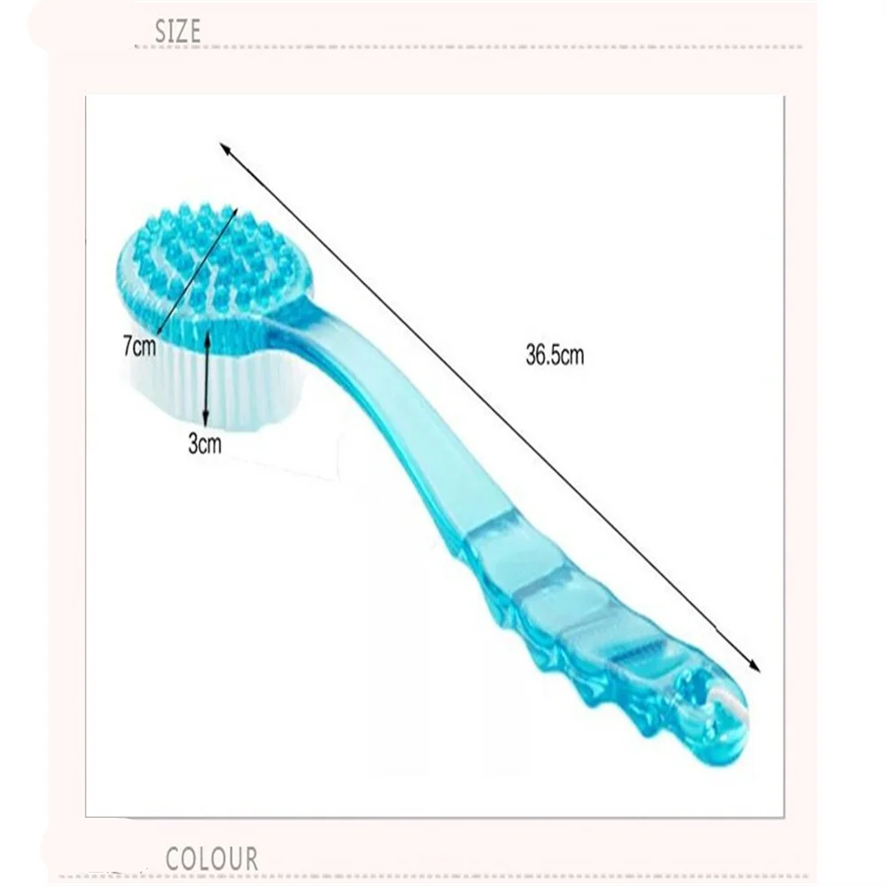 2 in 1 Multi-Purpose Bath-Brush Long Handle Back Scrubber Wet Dry Exfoliating Shower Sponge Skin Massage Tool Qme