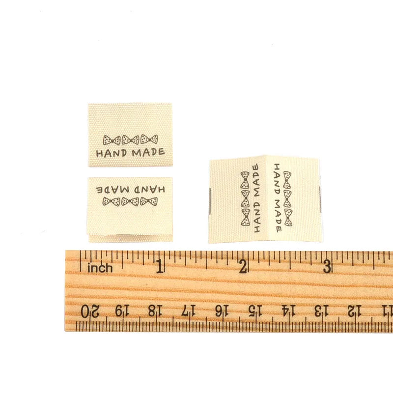 50pcs 19.5-44mm Random Mix Simple Beige Printed Labels For Clothing DIY Hats Bags Sewing Decorative Handmade Accessories C3782 Qme 7