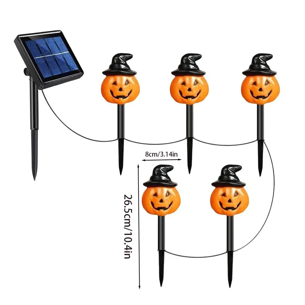 Halloween Solar Stake Lights Outdoor 5 Pumpkin Waterproof Yard Lamps Qme as shown China Mainland