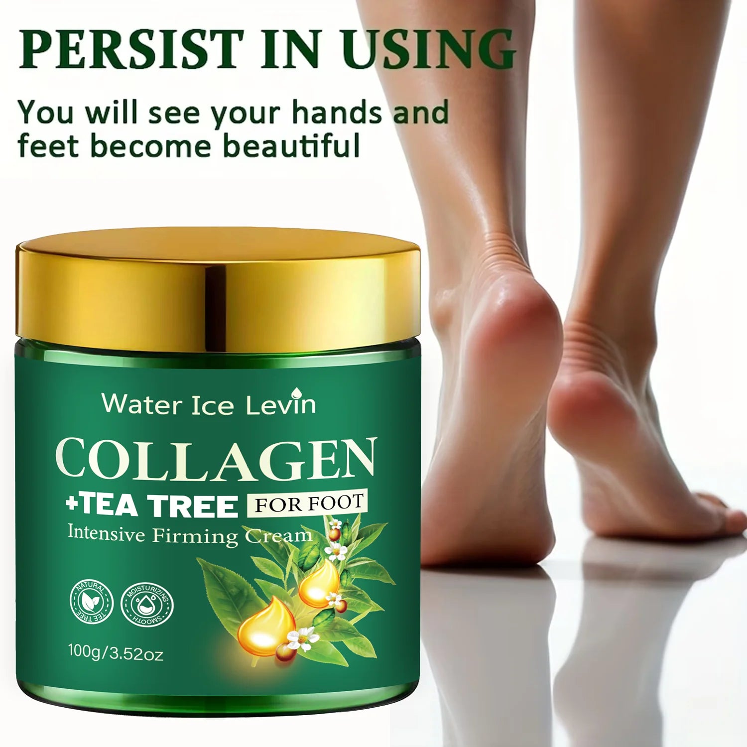 Intensive Foot Cream with Collagen & Tea Tree, Moisturizing & Firming Foot Care Qme