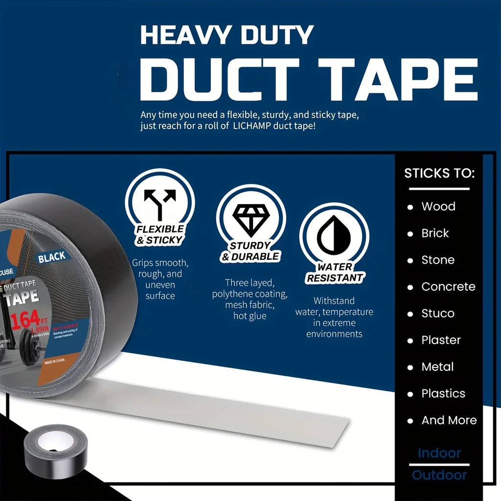 Black Super Adhesive Fabric Duct Tape Electric Bicycle Seat Repair Tarpaulin Repair Black Cloth-based Adhesive Tape Packing Tape Qme