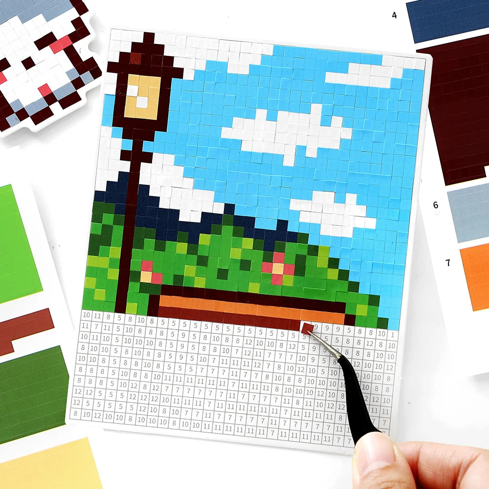 6 Sheets/Bag Kawaii Animal Themed Pixel Collage Stickers Mini Stress Relief for DIY Scrapbook Phone Case Notebook Decoration Qme