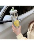 Large Capacity Plastic Straw Water Bottle Simple Portable Cup Home Qme green >1L