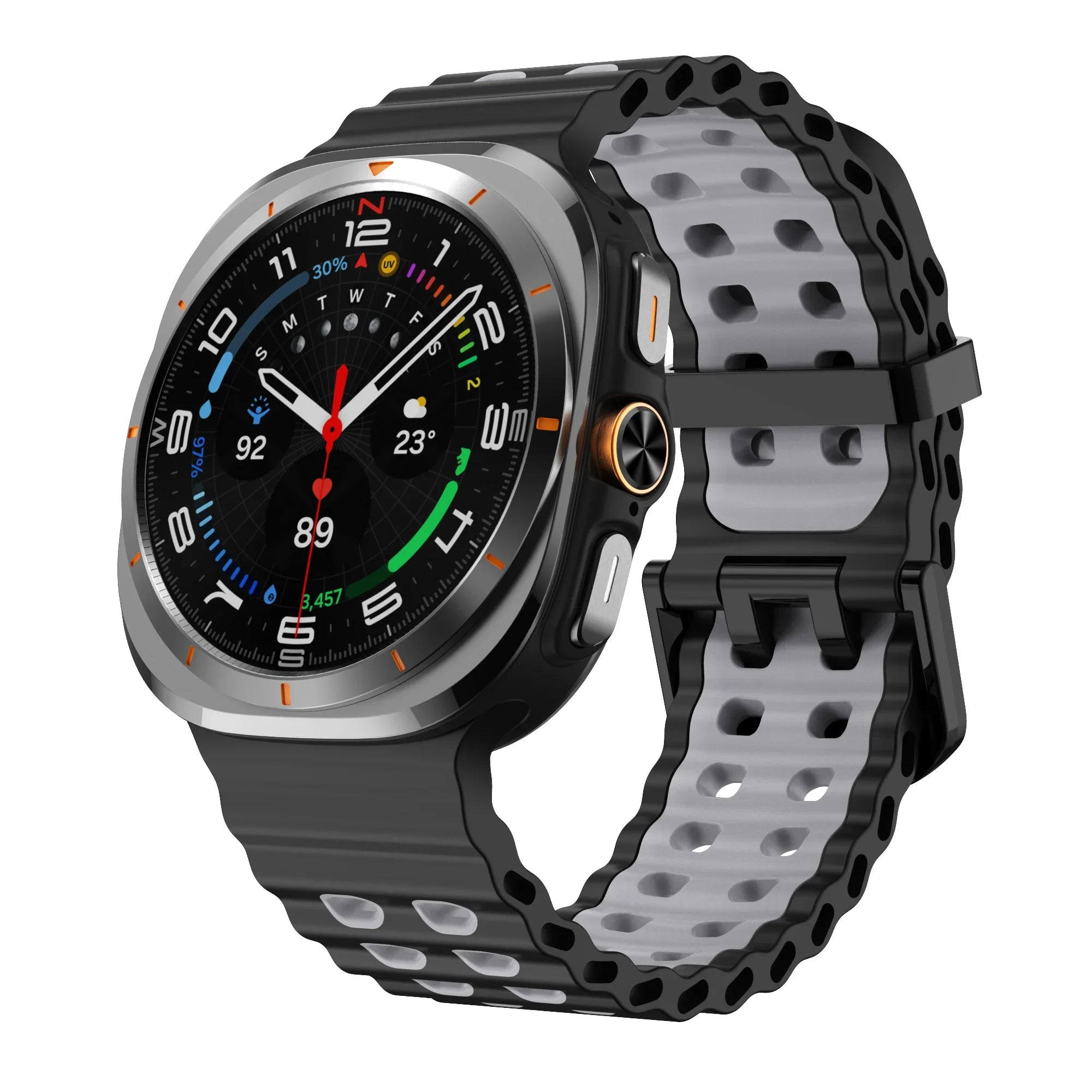 Two-Tone Sports Silicone Strap For Samsung Galaxy Watch Ultra Marine Band Bracelet For GalaxyWatch Ultra 47mm Watchband Qme Balck GrayB Galaxy Watch Ultra