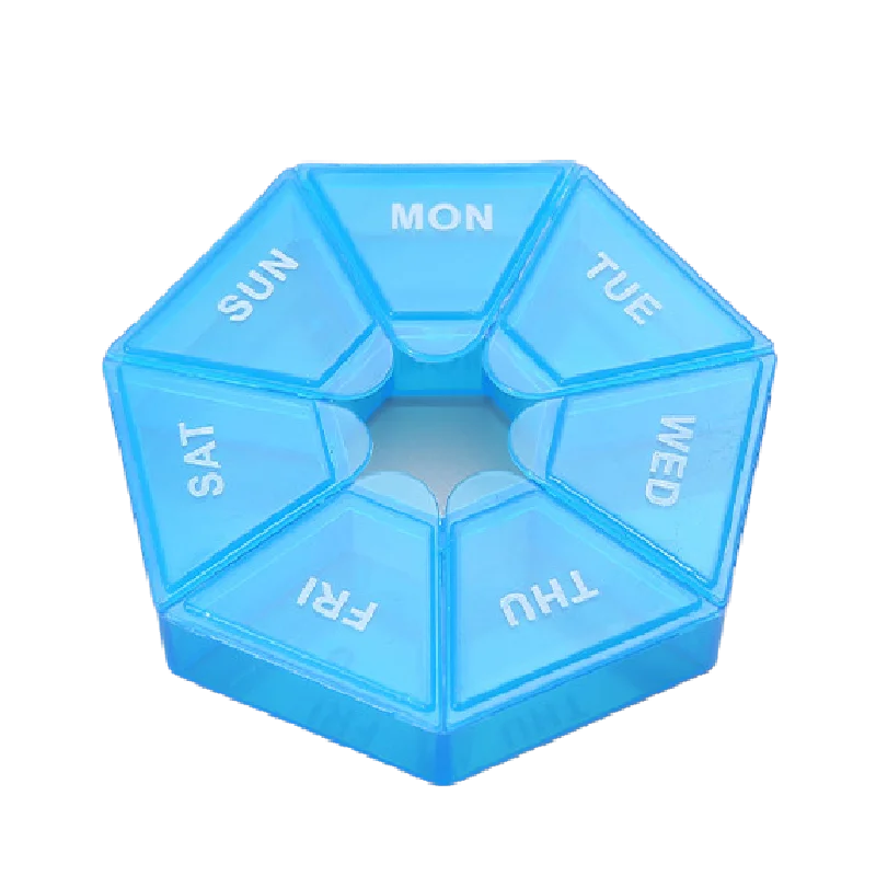 1Pcs Pill Case 7 Days Tablet Candy Pill Box Organizer Portable Storage Tablet Holder Travel Pill Organizer Pill Dispenser Qme Blue