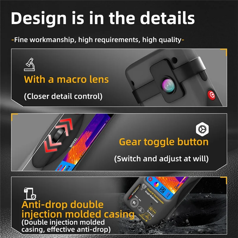 A02F-Thermal Imaging Camera Multimeter 320X 320 Resolution 25Hz Infrared Thermal Camera 15 Thermal Palettes -Ranging Tester Qme