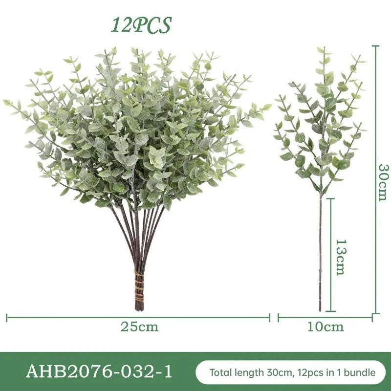 Artificial Plants Outdoor Indoor Fake Grass Shrubs UV Resistant Qme Spray 12Pcs
