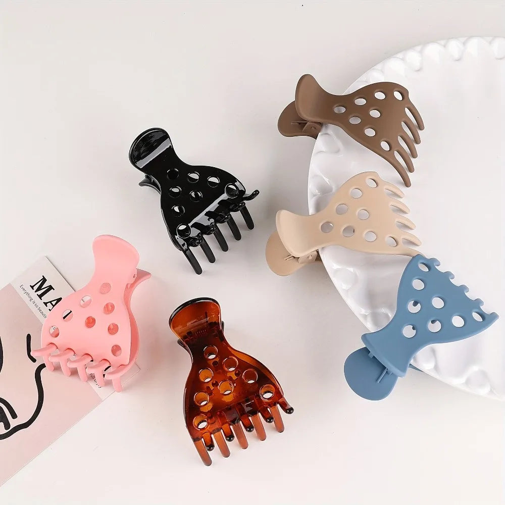 Matte & Glossy Hair Claw Clips, Hollow Out Non-slip Jaw Clips For Curly Thick Hair, Women's Hair Accessories Qme
