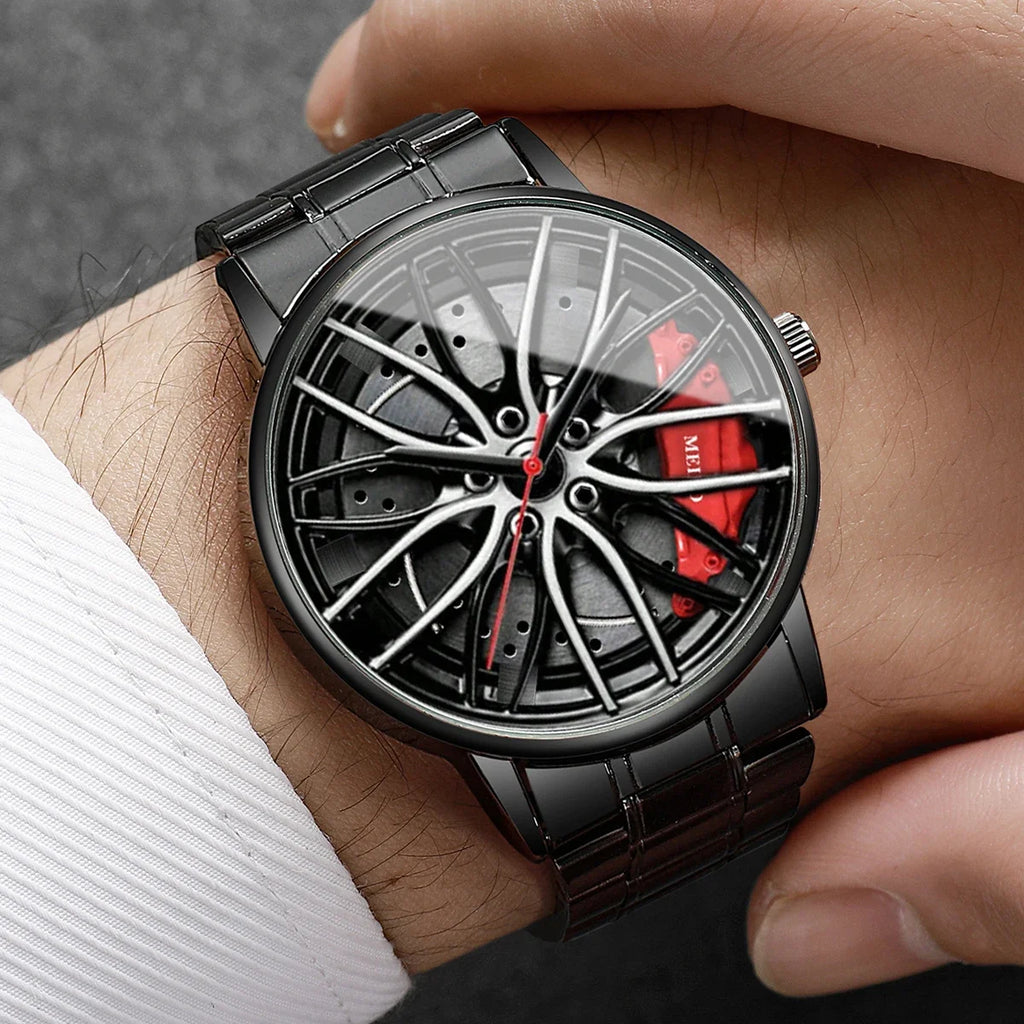 4PCS Fully automatic non mechanical watch men's car wheel hub quartz watch Korean version trendy student watch Qme