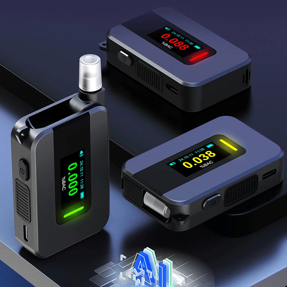 Electrochemical Alcohol Tester USB Rechargeable Non-Contacting Electronic Breathalyzer Portable Alcohol Meter for Personal Use Qme