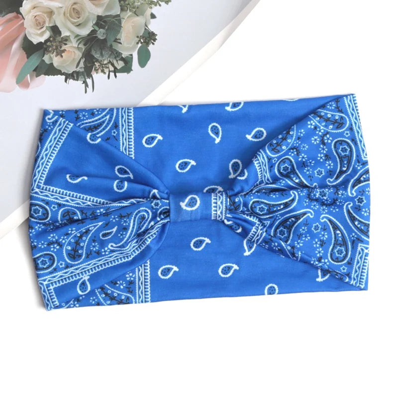 Bohemian Wide Headbands Trendy Yoga Motion Hairpie Sweat-absorbing Qme ROYAL BLUE