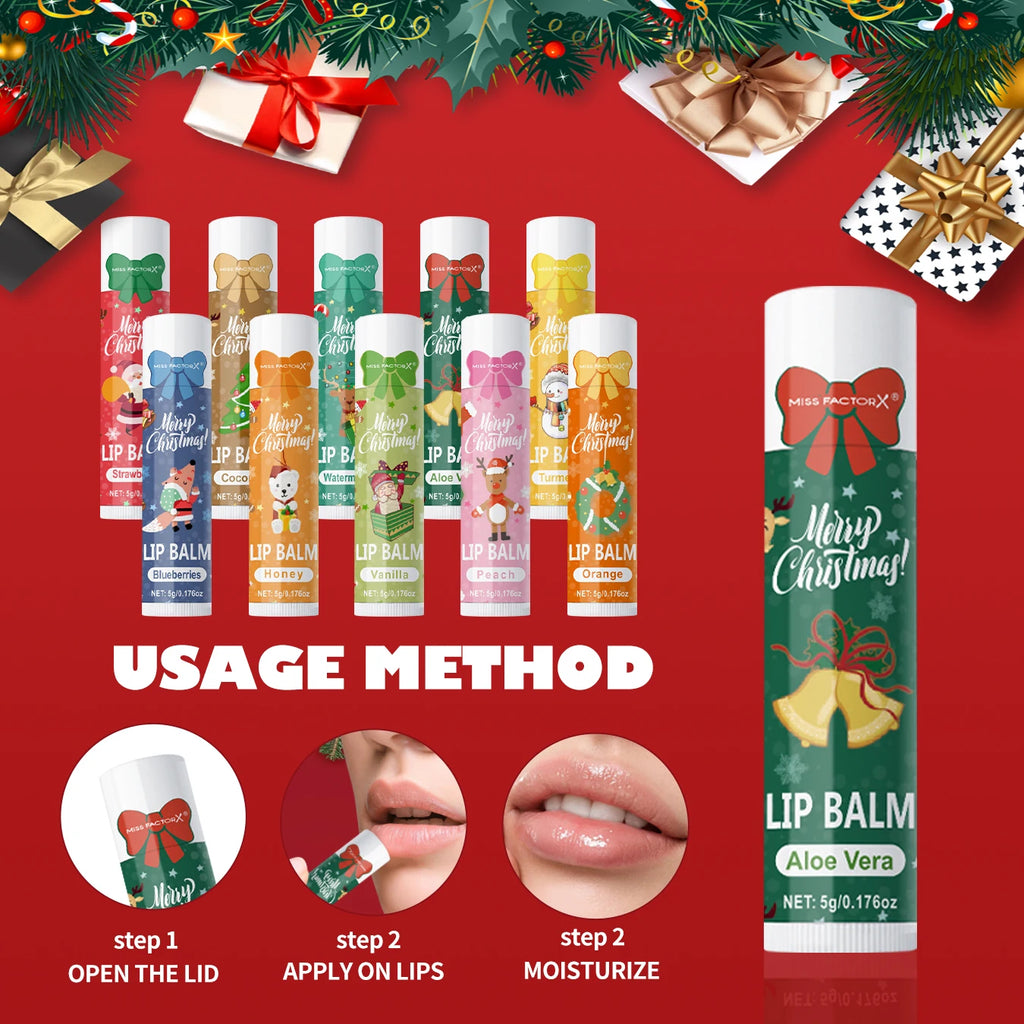 90 pieces/box 10 scented lipstick set Christmas set Moisturizing lips deep moisturizing Christmas gift Qme