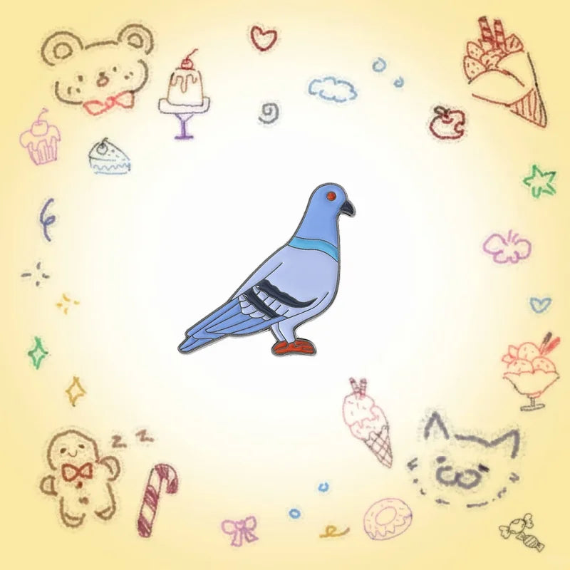 Cute Pigeon Enamel Pin Cartoon Bird Brooch Funny Peace Pigeon Lapel Pin for Bag Badge Fashion Jewelry Gift for Kids Friends Qme