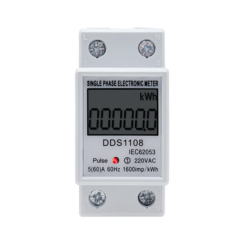A02F-DDS1108 Digital Electric Energy Meter Single Phase AC220V 60Hz Kwh Meter LCD Display Multifunctional Wattmeter Qme