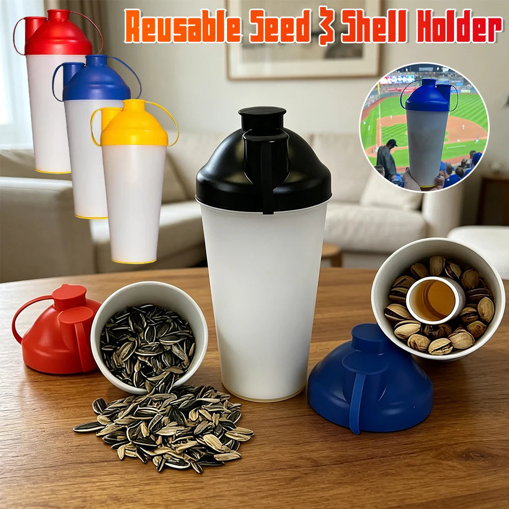 Reusable Seed & Shell Holder with Compartment Seeds Waste Collector Leak-Proof for Travel&Baseball Games&Tailgates & Road Trips Qme