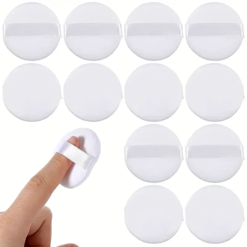 12-Pack Mini Finger Tip Powder Puffs Round Reusable Makeup Sponge Qme