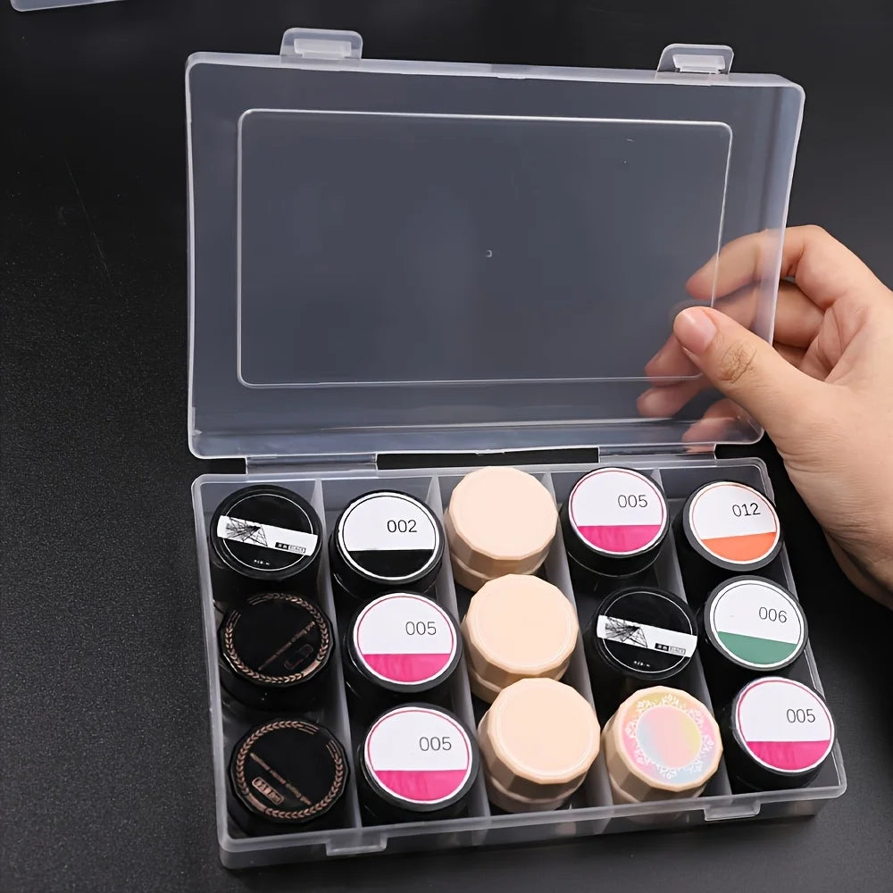 Transparent nail polish glue storage box, stain-resistant, 5 large compartments for nail glue storage, spacious organizer Qme