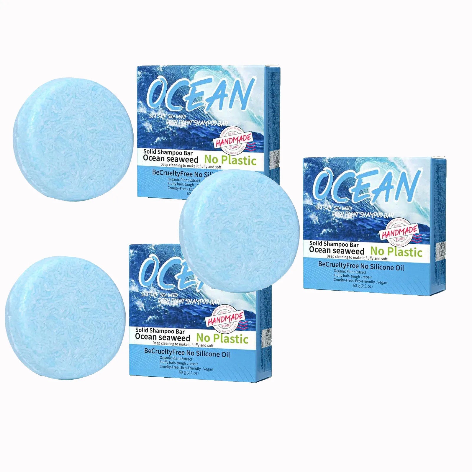 Refreshing Ocean Shampoo Seaweed Essence Handmade Soap Soft And Tough Hair Care Soap Men's Shampoo 1/3/5PCS Qme 3pcs CN