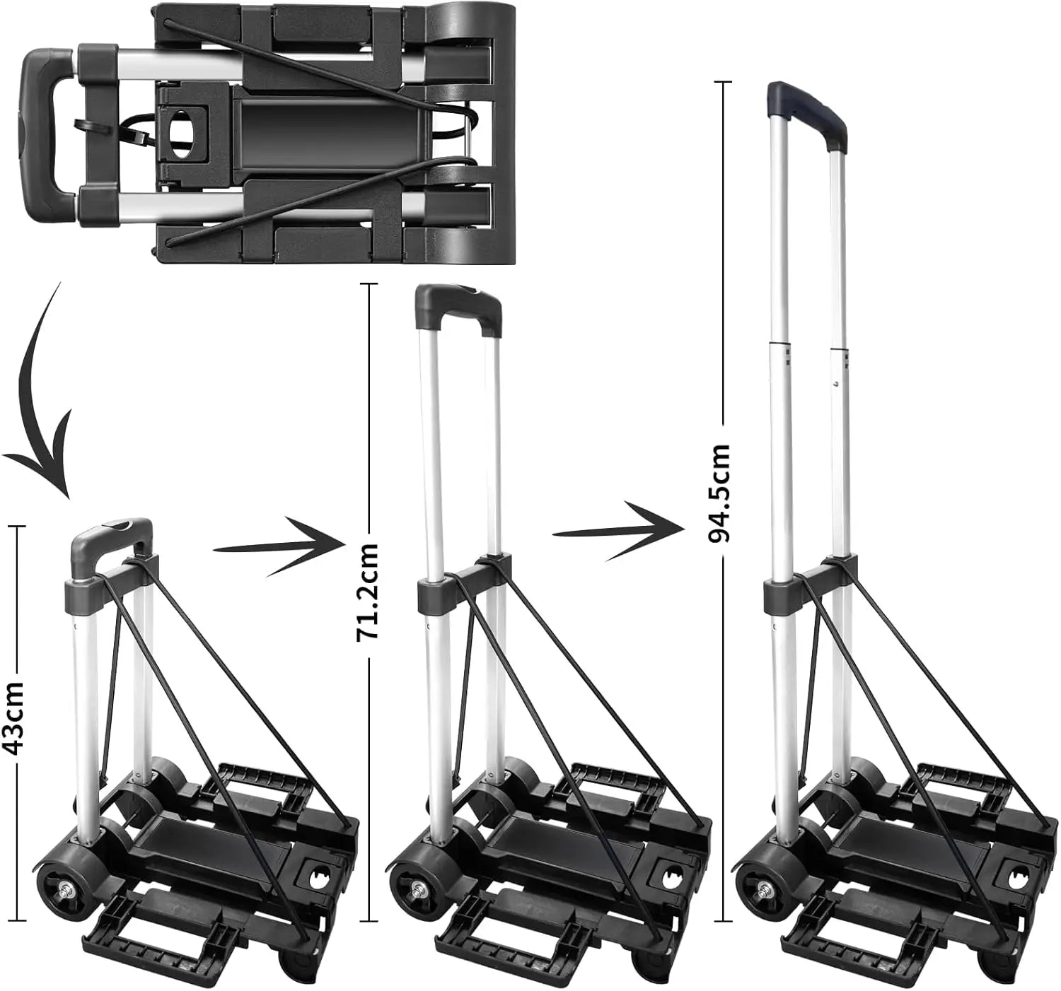 Aluminum Folding Hand Trucks,Small Folding Hand Truck Dolly with 2 Wheels,Collapsible Cart Portable Dolly,Duty Moving Dolly Qme