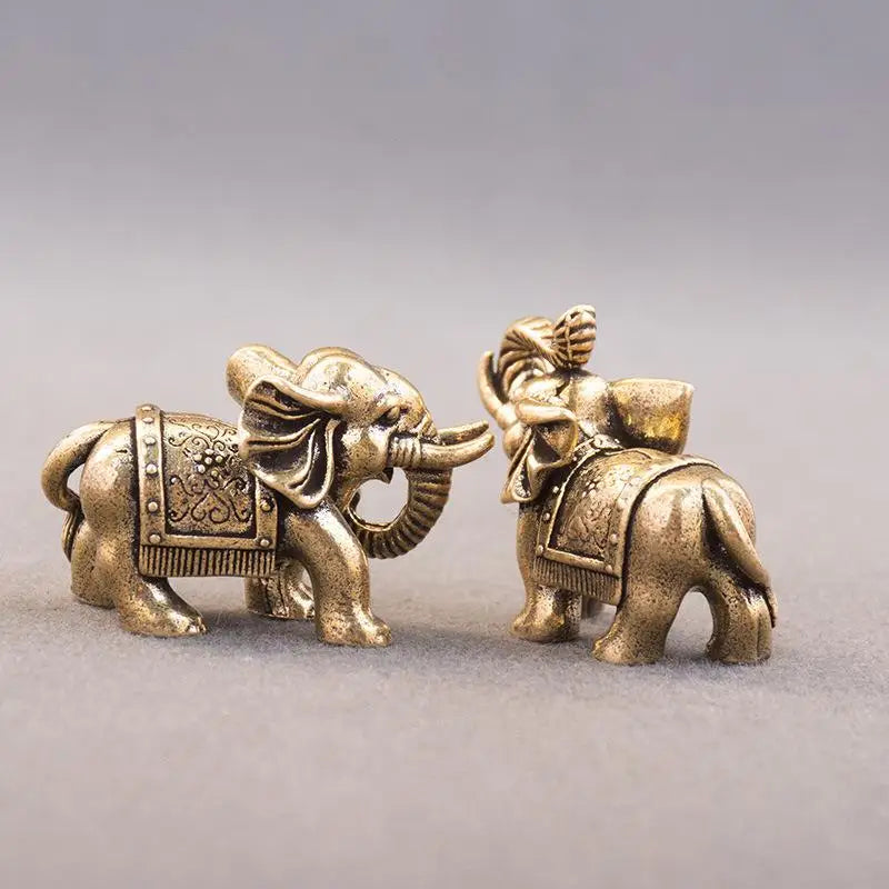 Copper Lucky Elephant Small Ornaments Bronze Animal Statue Brass Qme