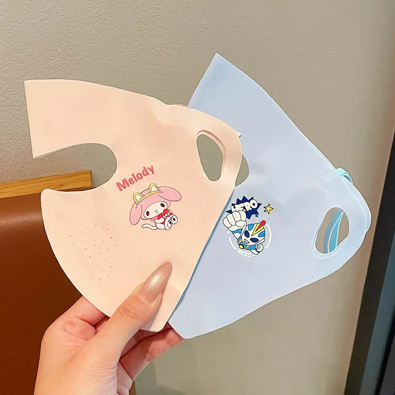 Kuromi Summer Sun Protection Face Mask New UV-Protective Full-Face Mask Breathable Cooling Silk Mask Qme 11