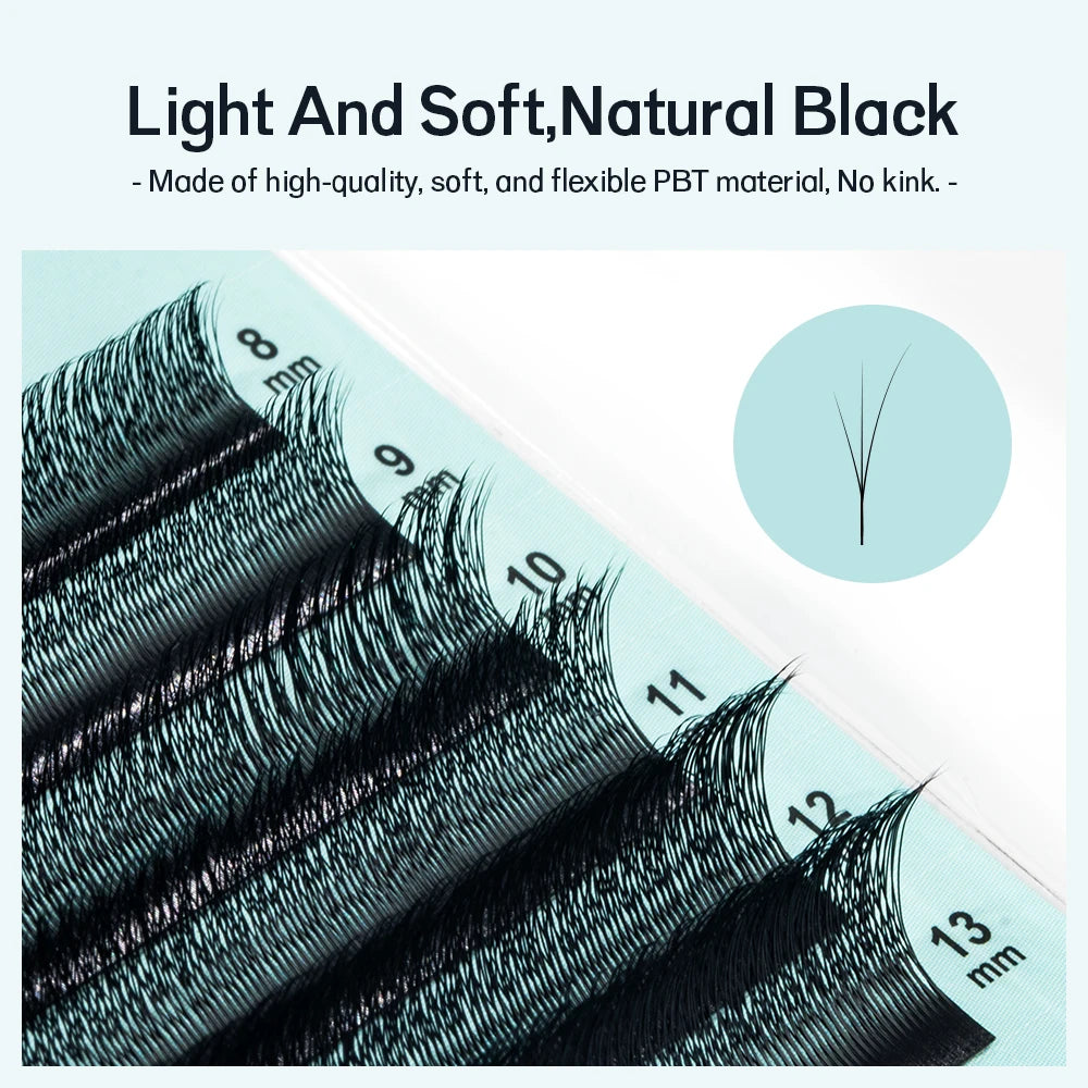NATUHANA Fox 4D W Shape Eyelashes Extensions Matte Black Natural Qme