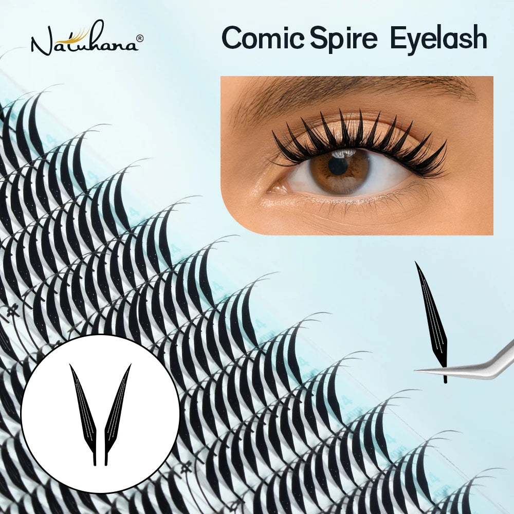 NATUHANA Comic Spire Lash Extensions Natural Soft Manga False Qme