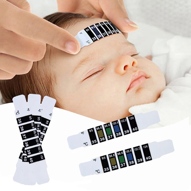 Forehead Head Strip Thermometer Water Milk Fever Body Baby Child Kid Qme 10PC